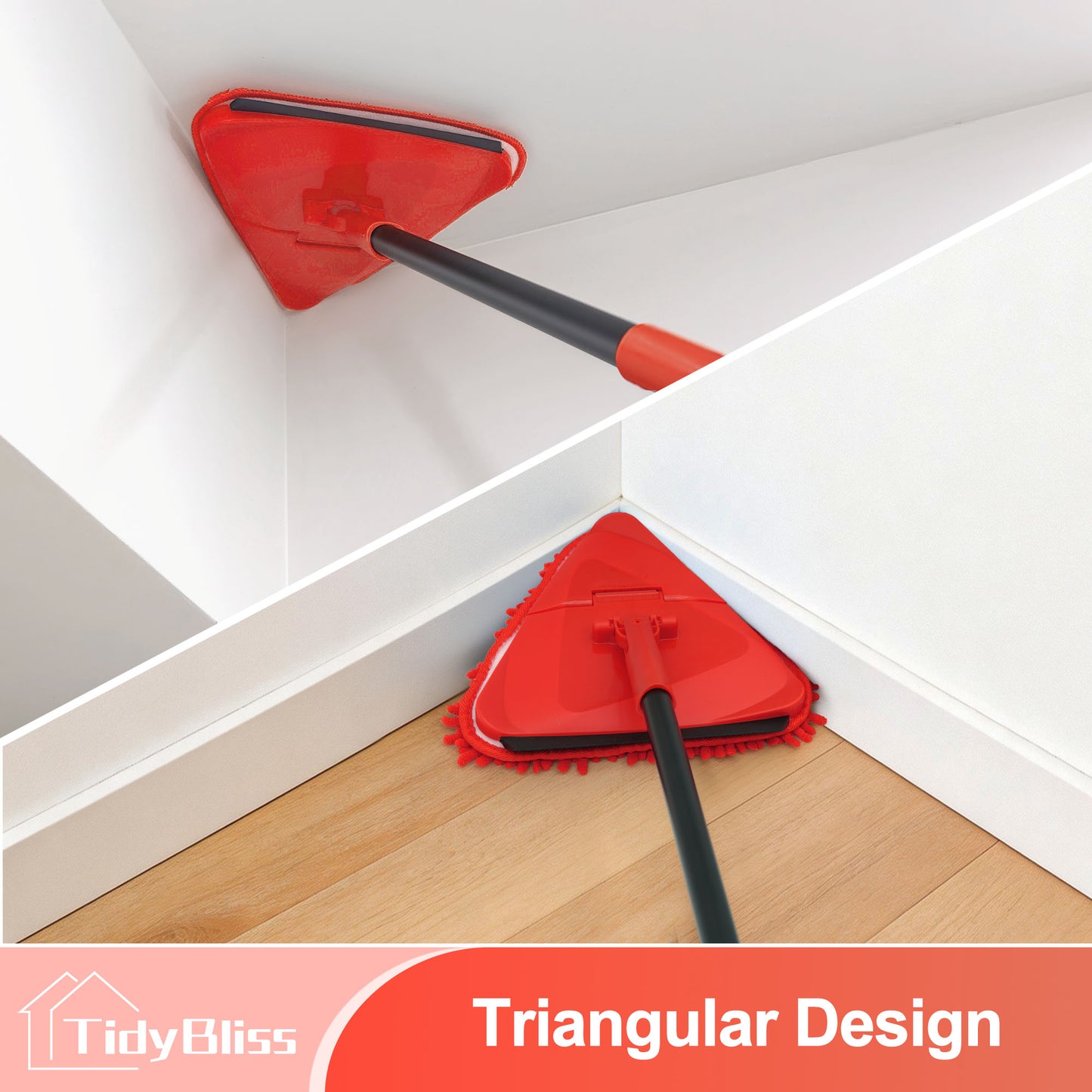 TidyBliss Wall Cleaning Mop with Long Handle 80” (Red)