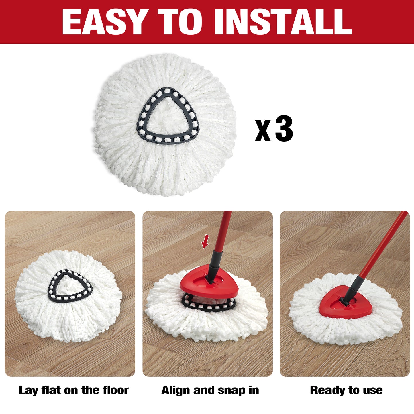 Mop Replace Head 3 Pack for O-Cedar EasyWring 1 Tank System