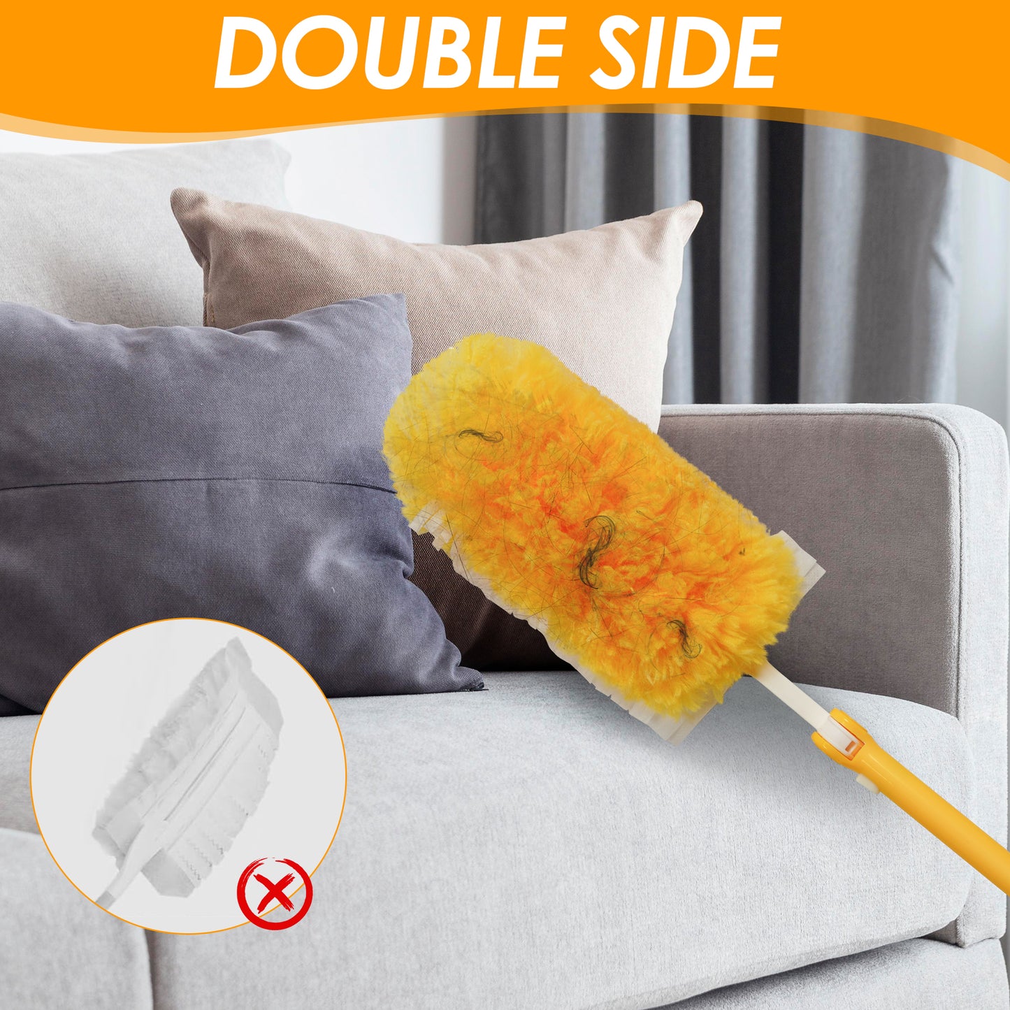 NEWE Duster Refills 20 PCS with Extendable Handle Compatible with Swiffer, 360 Degree Heavy Duty Dusting Kit with 5X Microfibers, Multi-Surface Dust Removing Tool for Cleaning Blinds Furniture