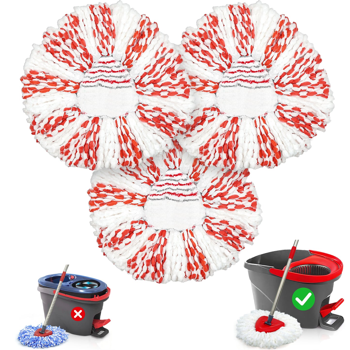 TidyBliss Spin Mop Replace Head 3 Pack 40% More Cleaning Power