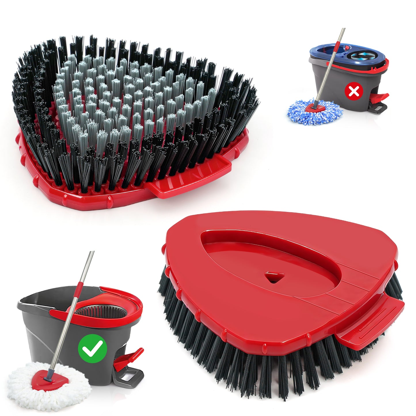 TidyBliss Scrub Brush Attachments 2 PCS for EasyWring 1 Tank Spin Mop System