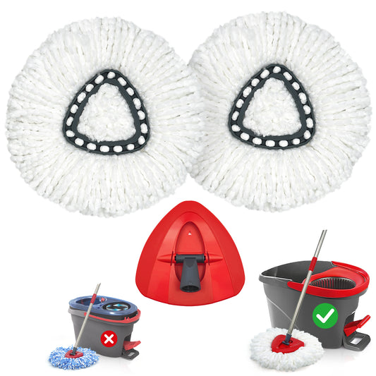 TidyBliss Mop Heads Replacements 2 Pack with Triangle Base for O-Cedaar EasyWring 1 Tank System