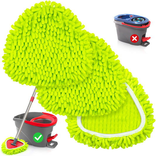 TidyBliss Microfiber Mop Head Replacement 3 Pack Compatible with EasyWring 1 Tank System (Green)