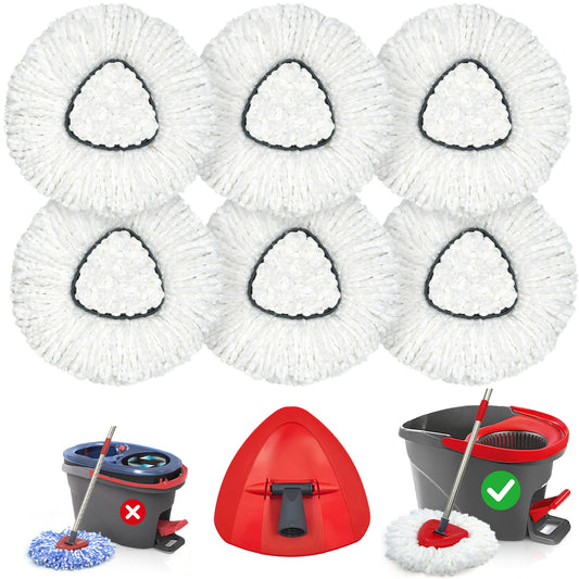 TidyBliss Mop Heads Replacements 6 Pack with Triangle Base for EasyWring 1 Tank System