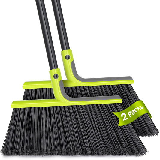 TidyBliss 2 Packs Outdoor Broom Heavy Duty, 56 inches Tall Angle Brush (Green)