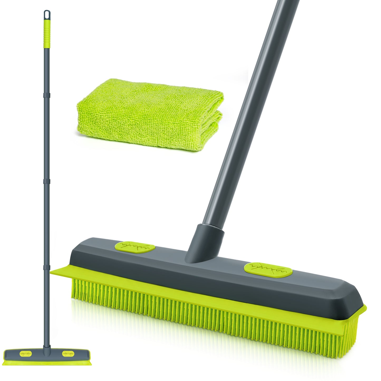 TidyBliss Pet Hair Removal Broom with 1 Microfiber Cloth (Green)