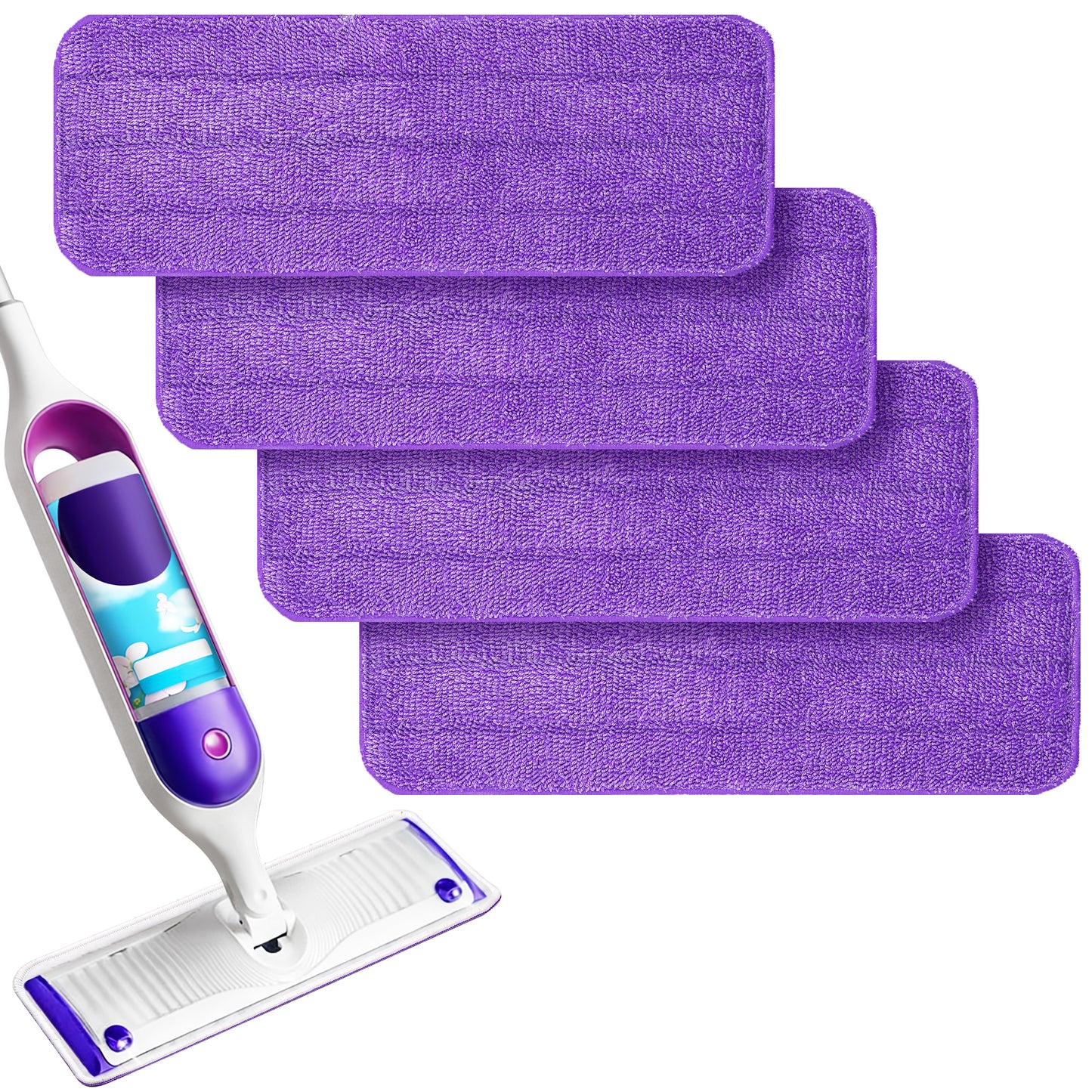 TidyBliss Reusable Power Mop Pads 4 Pack (Purple)