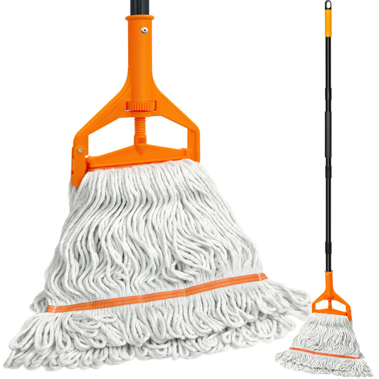 TidyBliss Commercial Mop Heavy Duty with 55 inches Long Handle (Orange)