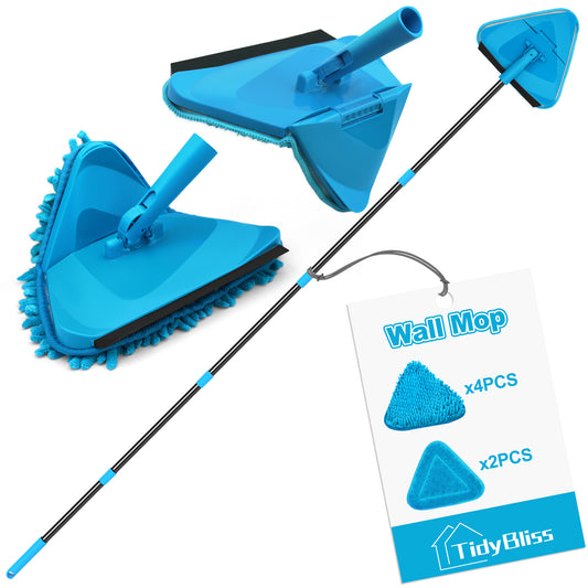 TidyBliss Wall Mop Cleaner with Long Handle 80” (Blue)
