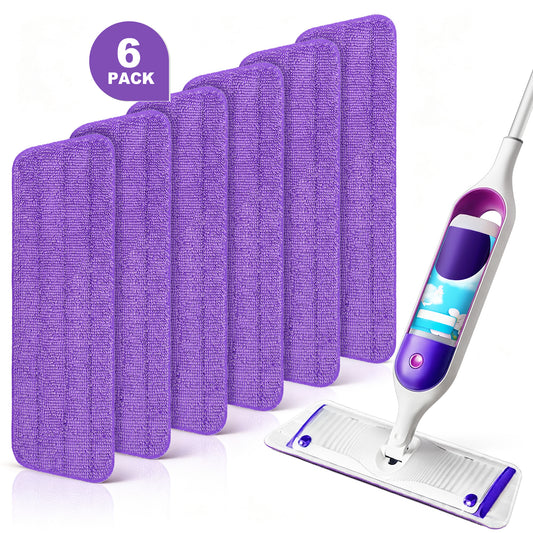 JEHONN 6 Pack Reusable Microfiber Mop Pads for PowerMop (Purple)