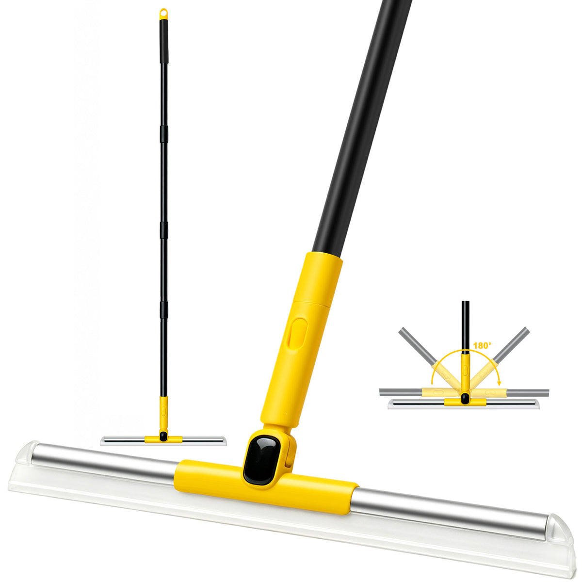 NEWE Silicone Floor Squeegee Broom for Shower Glass, Tile (Yellow)