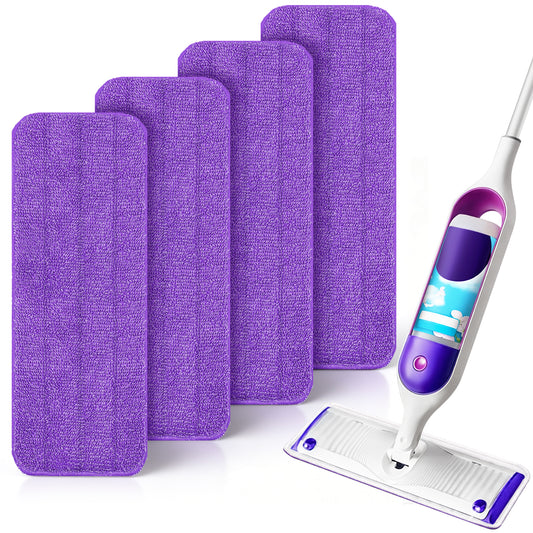 JEHONN 4 Pack Reusable Microfiber Mop Pads for PowerMop (Purple)