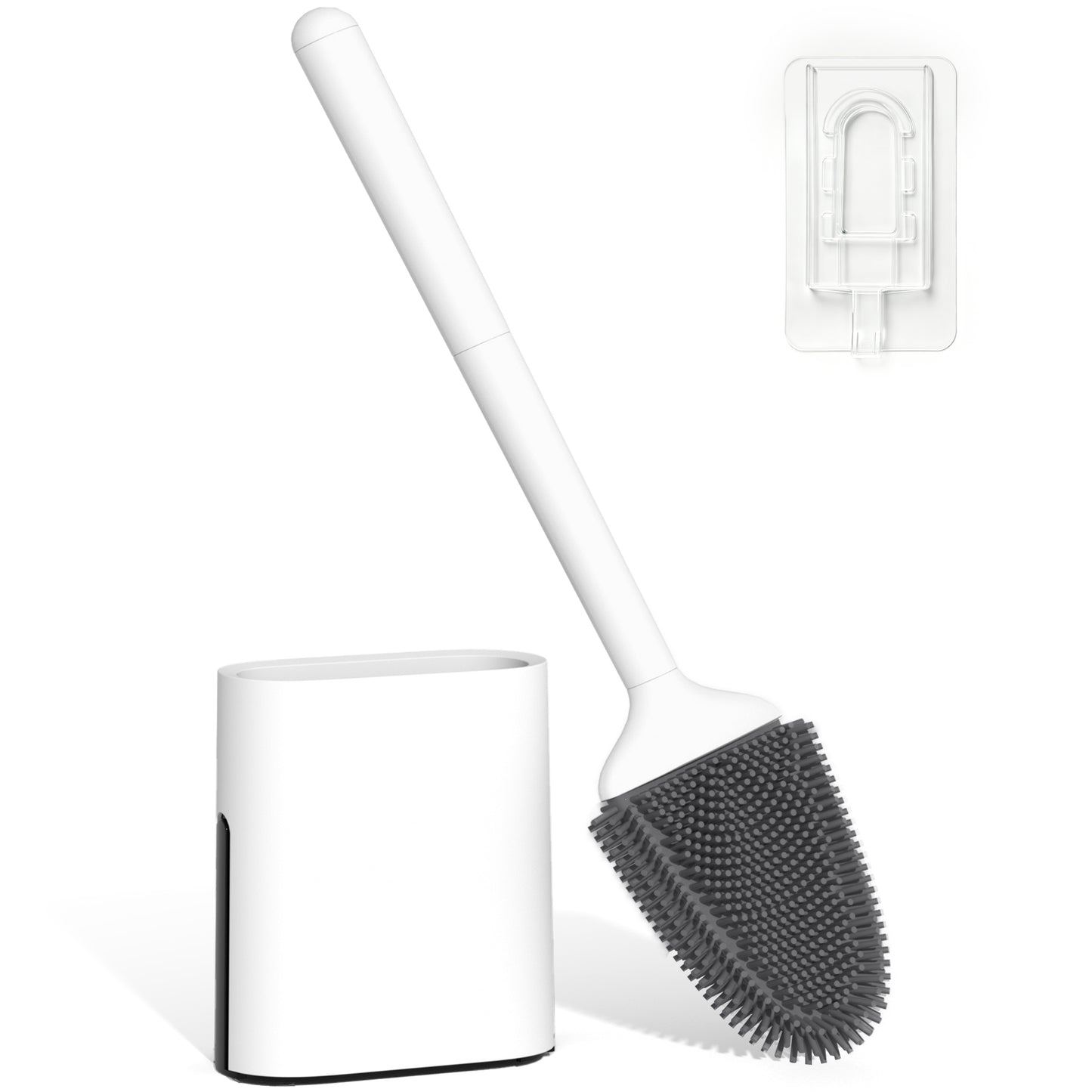 TidyBliss Silicone RV Toilet Brush and Holder Set for Camper (White)