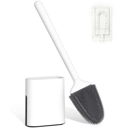 TidyBliss Silicone RV Toilet Brush and Holder Set for Camper (White)