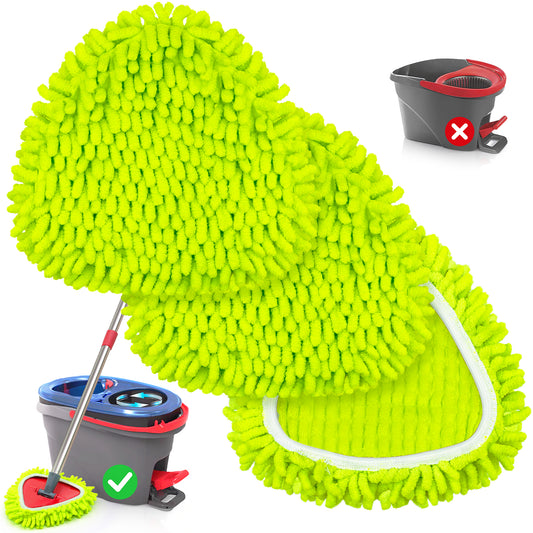TidyBliss Microfiber Mop Head Replacement 3 Pack Compatible with RinseClean 2 Tank System (Green)