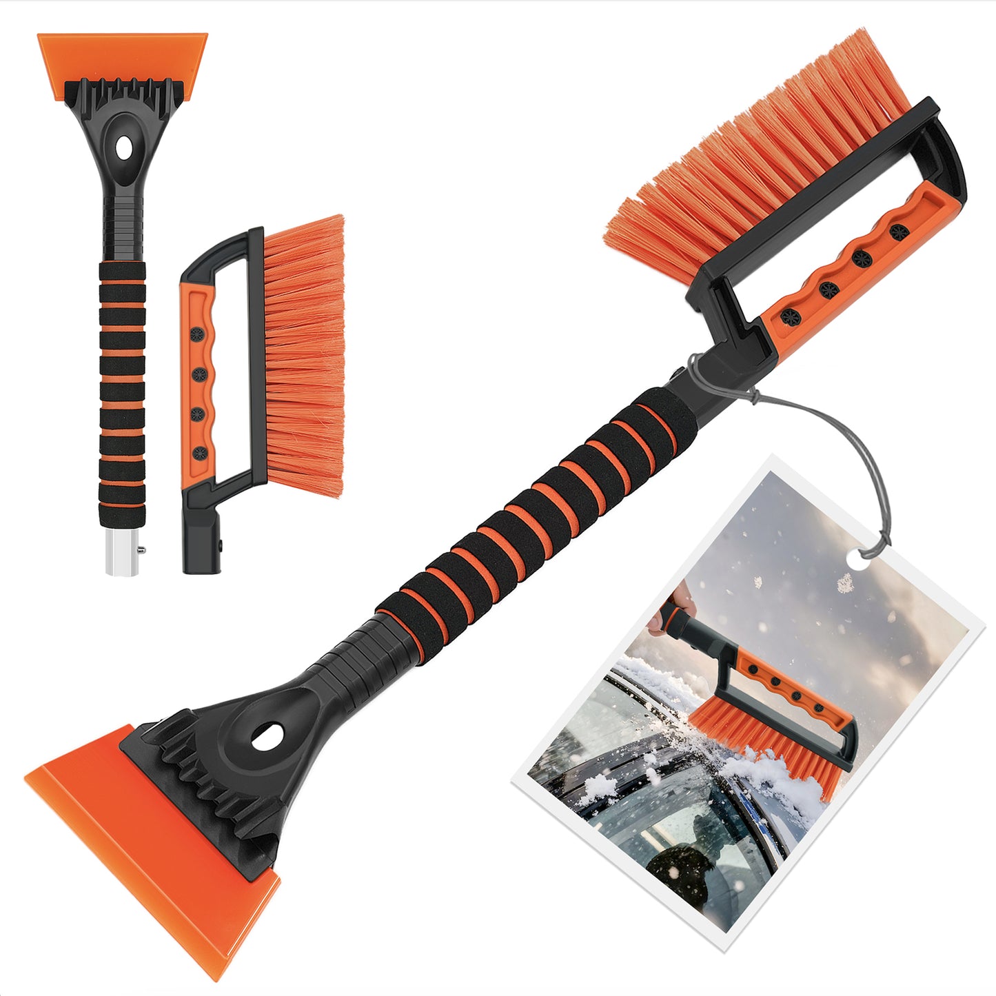 TidyBliss Ice Scraper and Snow Brush for Car Windshield (Orange)
