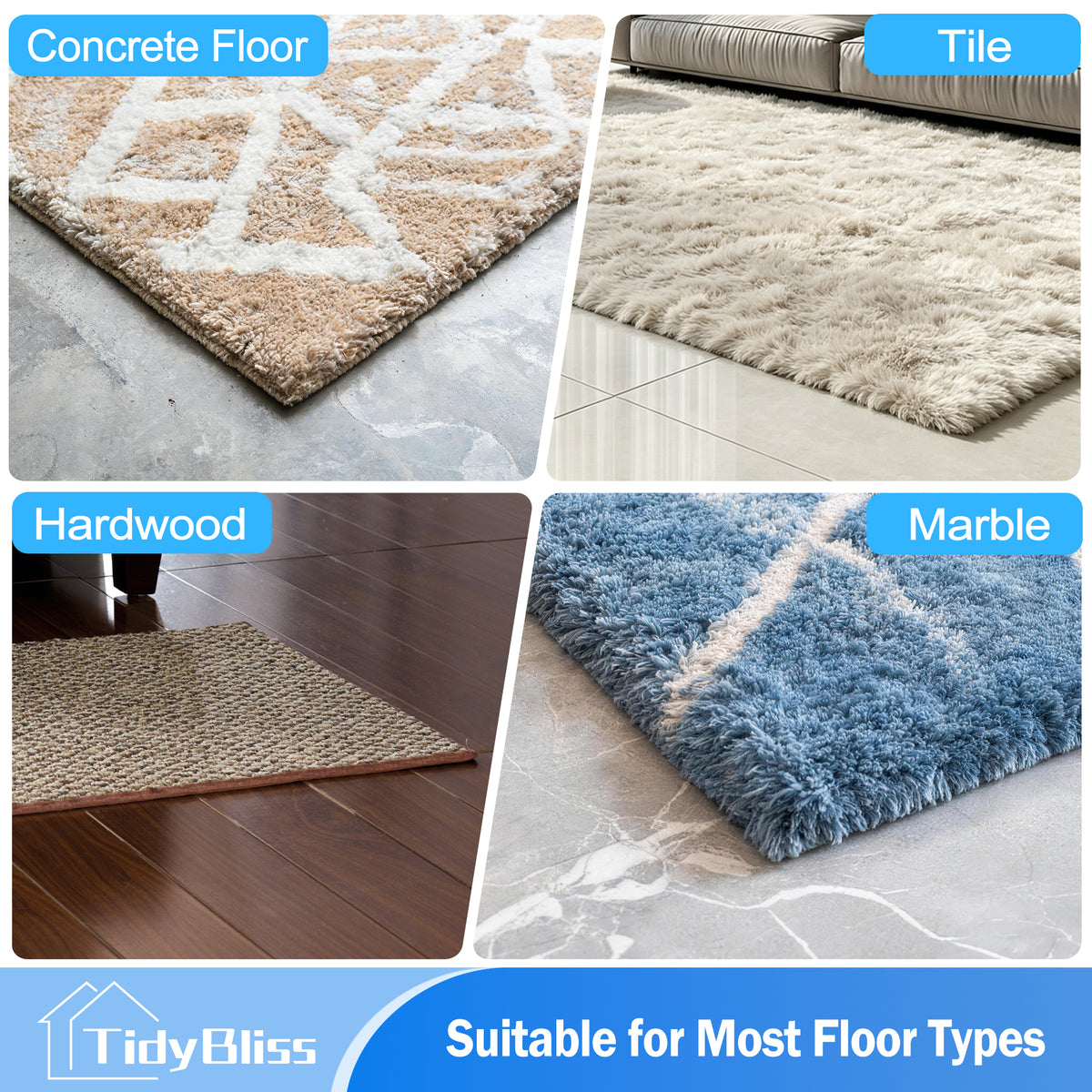 TidyBliss Rug Gripper 30 Pack, Anti-Slip Carpet Corner Stickers