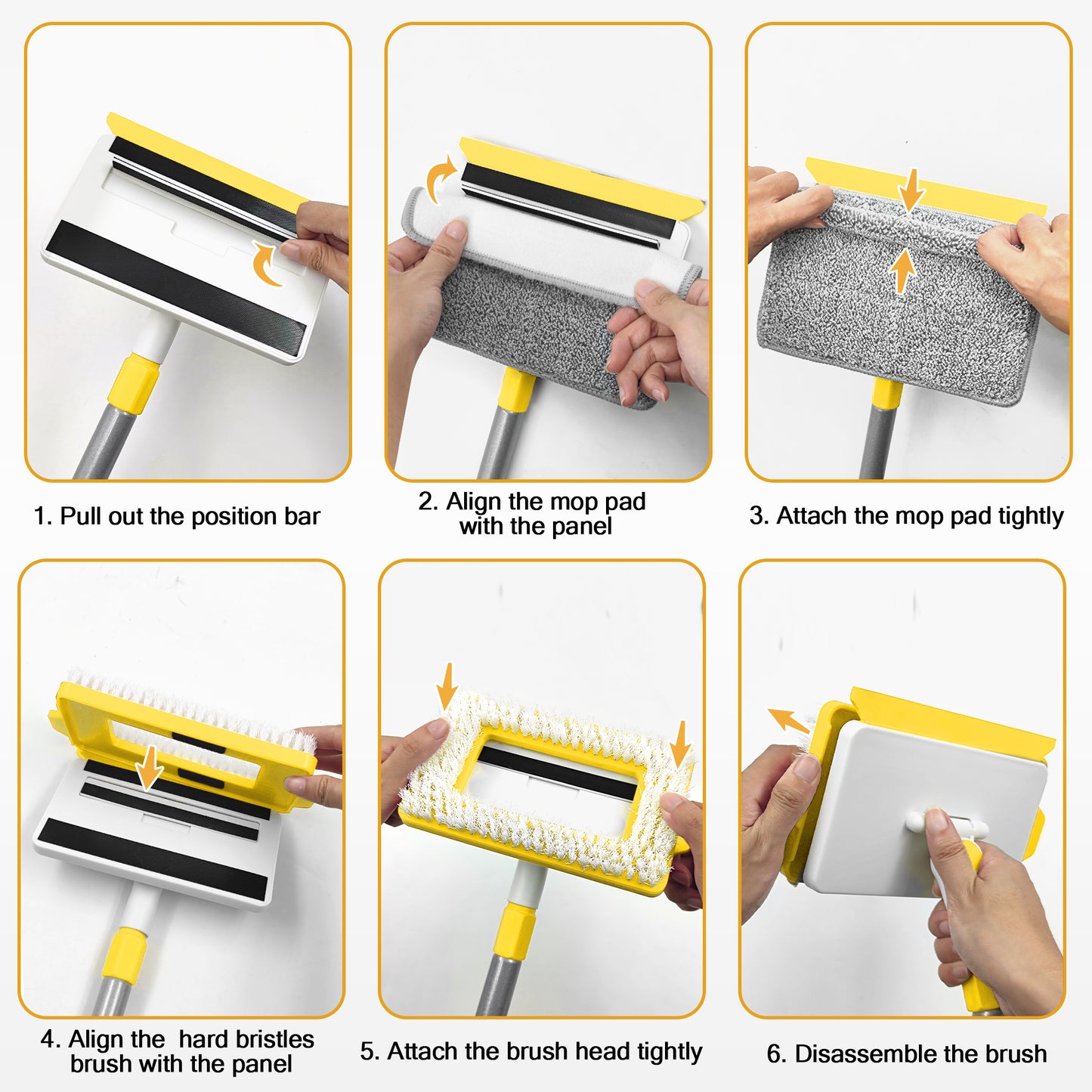 JEHONN Baseboard Cleaner Tool with Long Handle (Yellow)