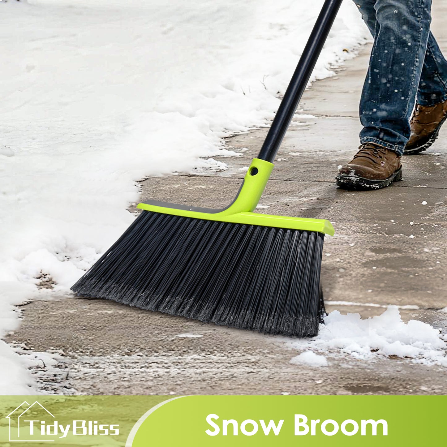 TidyBliss 2 Packs Outdoor Broom Heavy Duty, 56 inches Tall Angle Brush (Green)