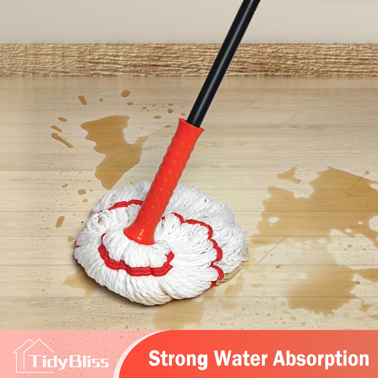 TidyBliss Self Wringing Twist Mop for Floor Cleaning (White Orange)