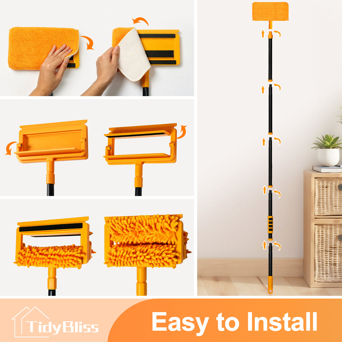 TidyBliss Upgraded 76” Ceiling Fan Blade Cleaner Duster with Extension Pole