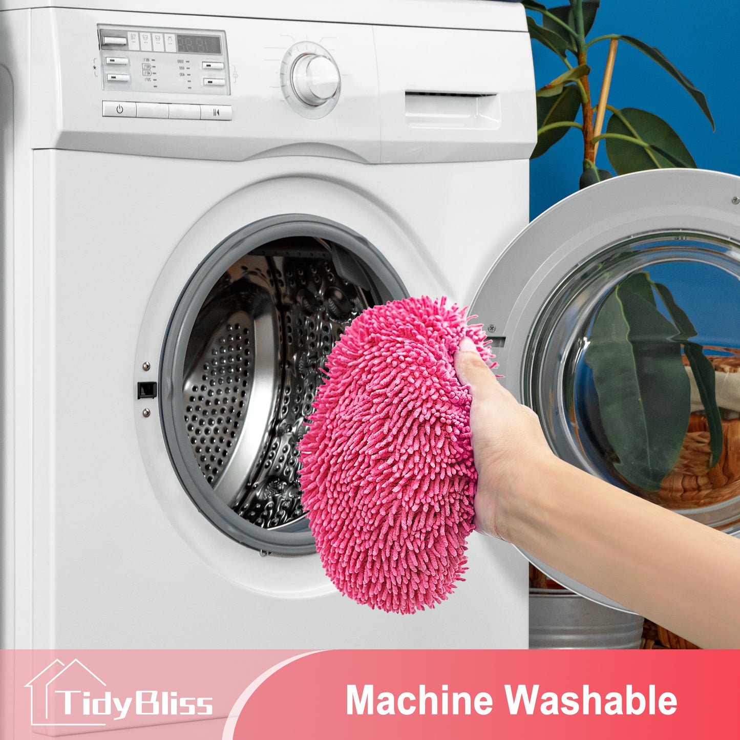 TidyBliss Reusable Microfiber Mop Pads 6 Pack Compatible with Sweeper (Pink)