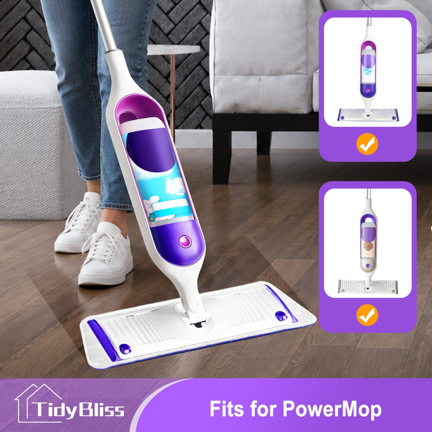 TidyBliss Reusable Power Mop Pads 7 Pack (7 Colors)