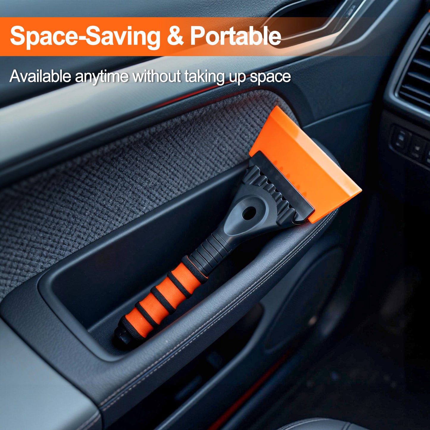 JEHONN Ice Scraper for Car Windshield - Reinforced TPU Blade (Orange)