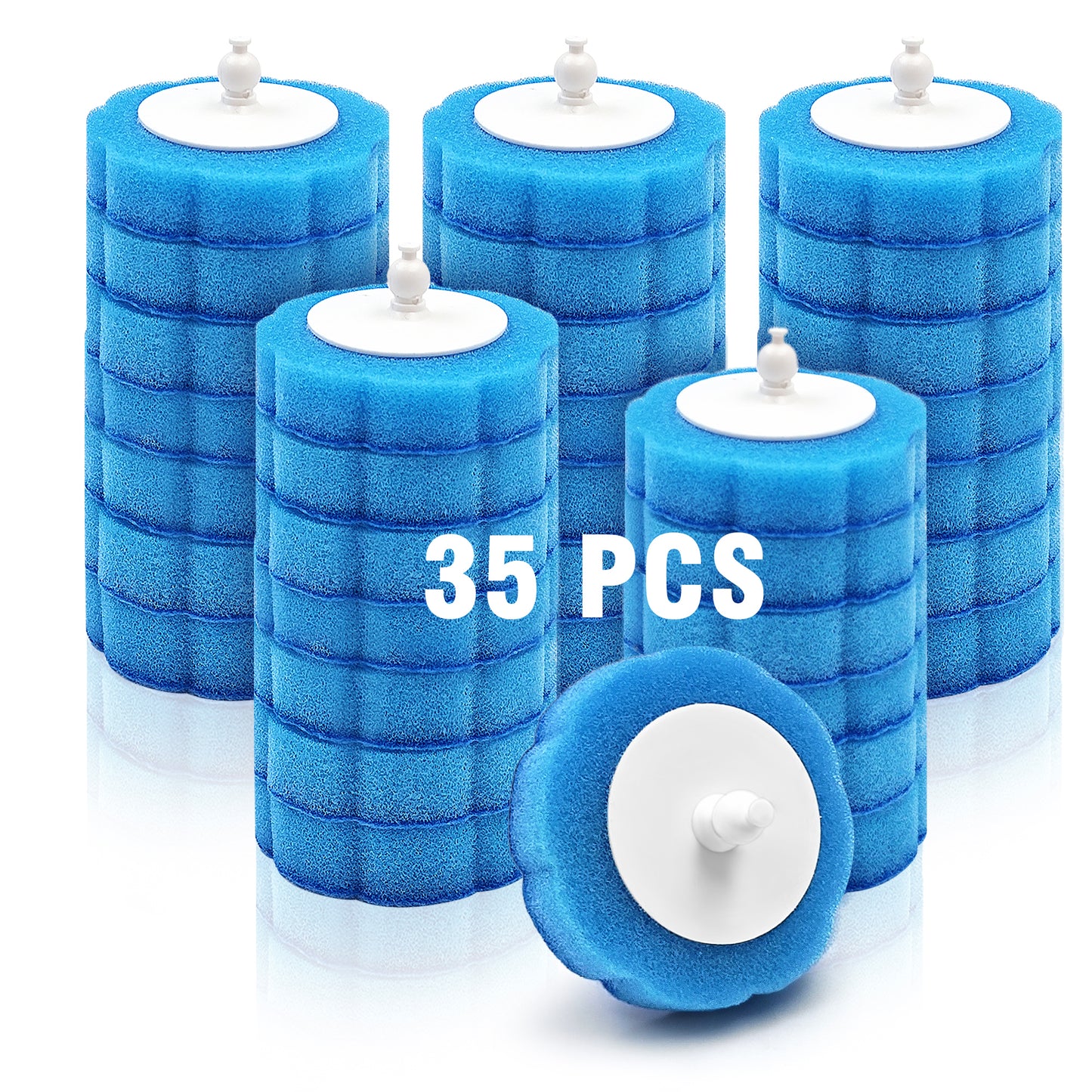 NEWE Disposable Toilet Brush with 42PCS Cleaner Refills, Toilet Bowl Wand Holder Set with Tweezers (Blue)