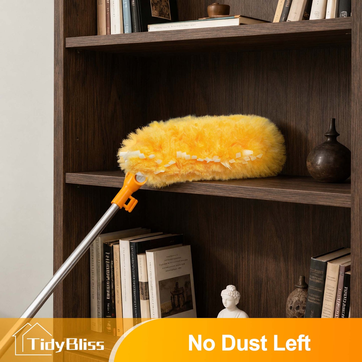 TidyBliss Dusters for Cleaning with Extension Pole 70 inches and 10 Refills (Orange)