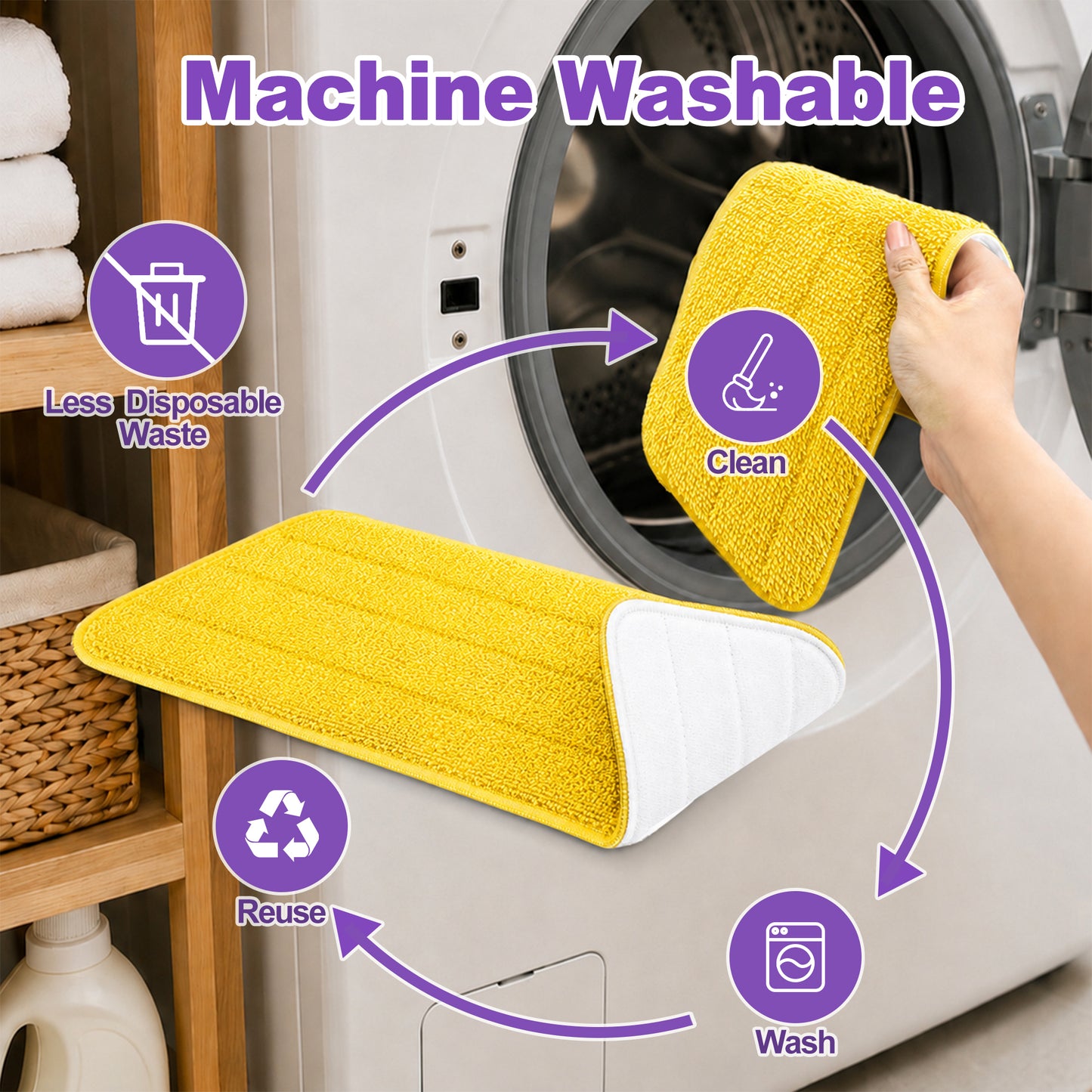 JEHONN 7 Pack Reusable Microfiber Mop Pads for PowerMop (7 Colors)