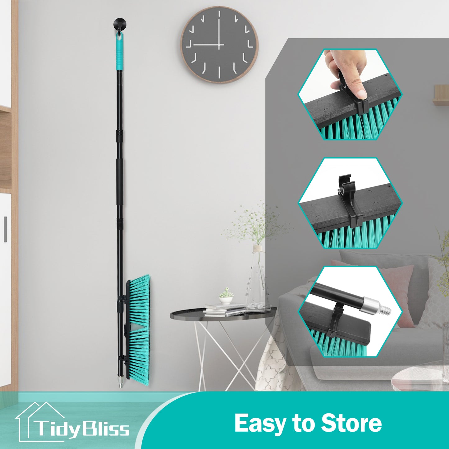 TidyBliss 18” Push Broom Outdoor Heavy Duty with 63 inches Long Handle