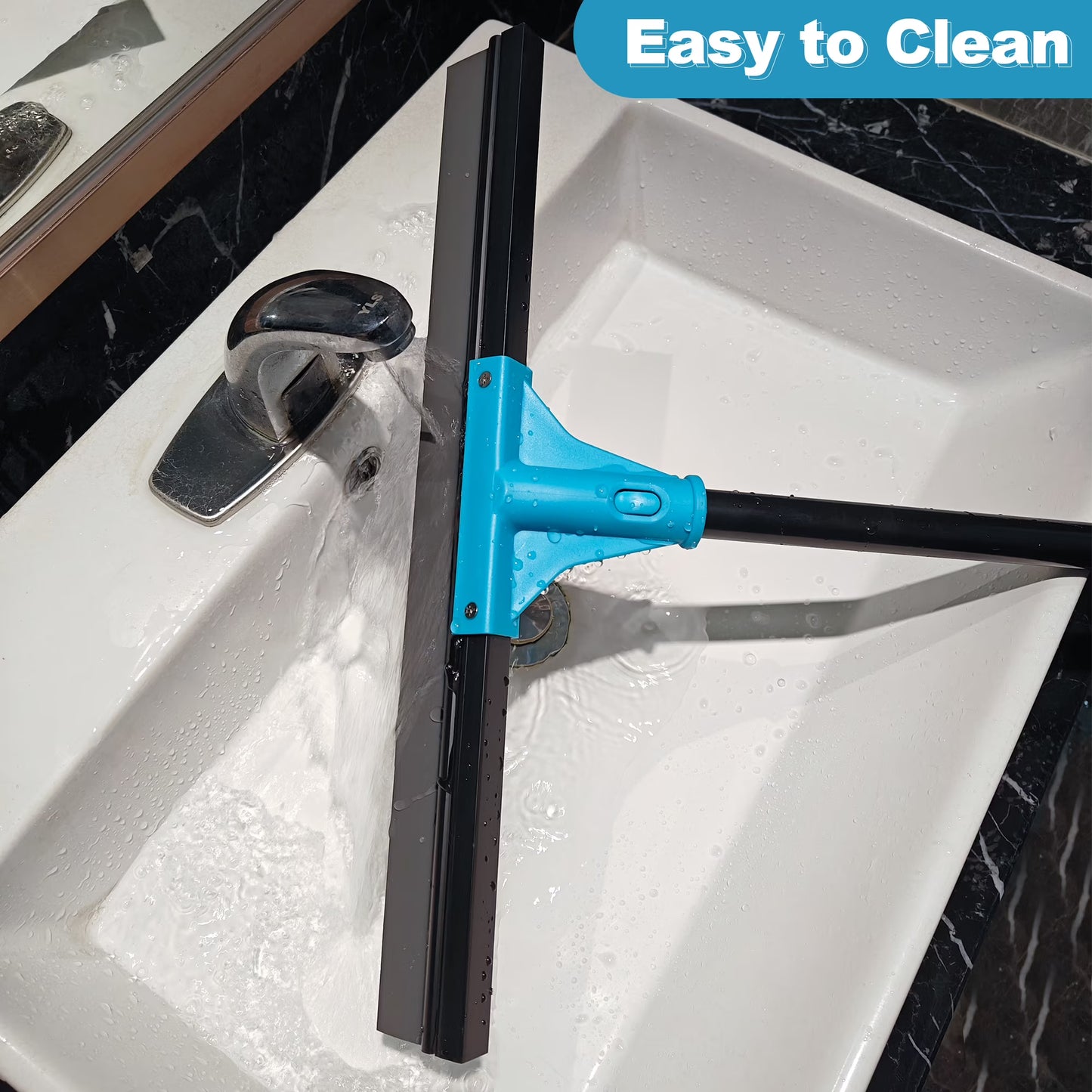 NEWE Squeegee for Floor Cleaning Extends to 58.3" Long Handle, Blue