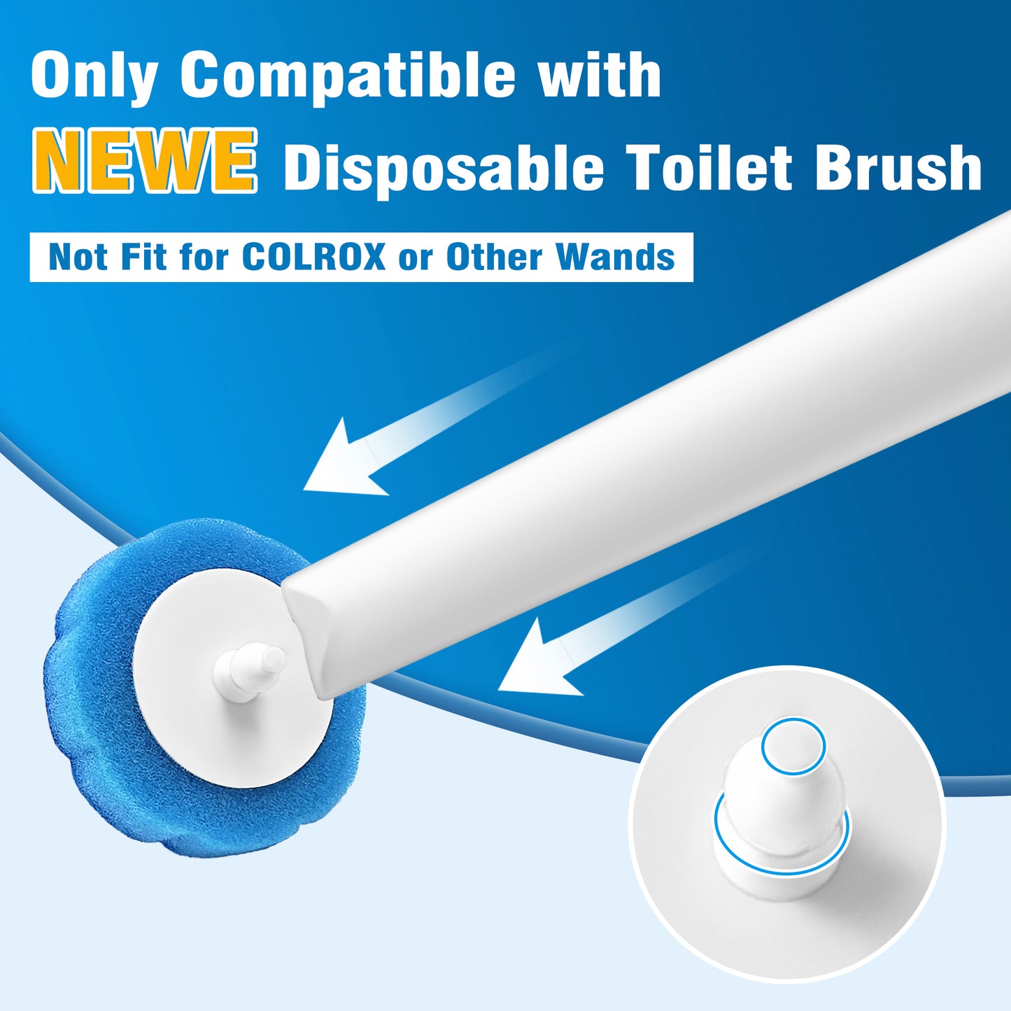 NEWE Disposable Toilet Brush with 42PCS Cleaner Refills, Toilet Bowl Wand Holder Set with Tweezers (Blue)