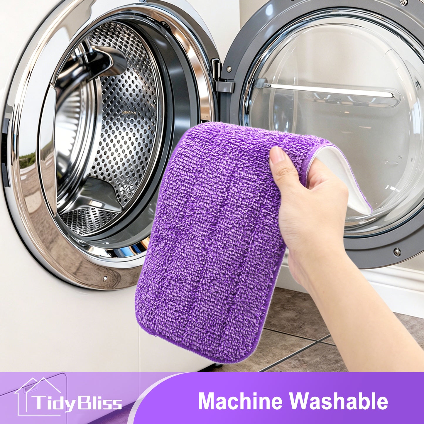 TidyBliss Reusable Power Mop Pads 4 Pack (Purple)