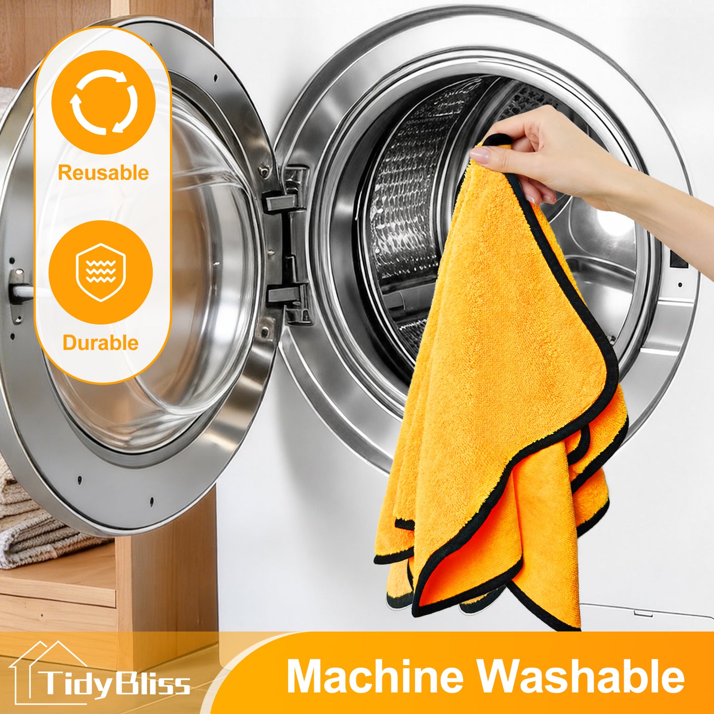 TidyBliss 6 Pack Microfiber Towels for Cars, Large Wash Rags for Drying Detailing, 15.7 x 23.6 inches (Yellow)