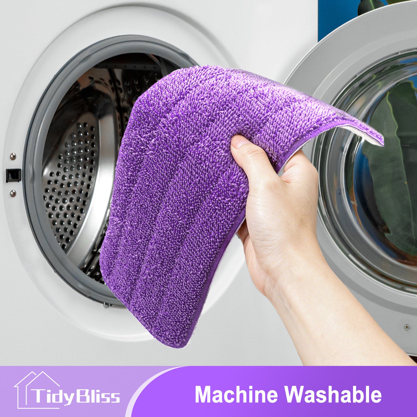 TidyBliss Reusable Power Mop Pads 6 Pack (Purple)