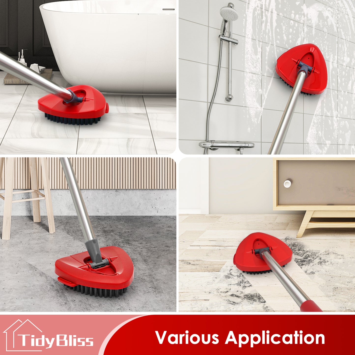 TidyBliss Mop Heads Replacements 2 Pack with Scrub Brush Attachment and Triangle Base for O-Cedaar EasyWring 1 Tank System