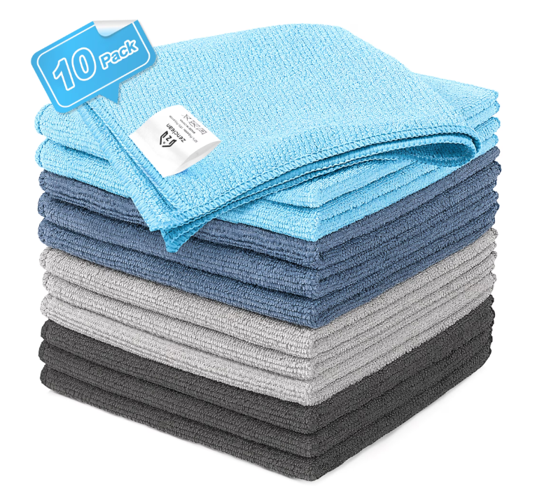 ZenClean Microfiber Cleaning Cloths 12 Pack, Micro Fiber Towel (Blue Navy Gray Black)
