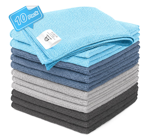 ZenClean Microfiber Cleaning Cloths 12 Pack, Micro Fiber Towel (Blue Navy Gray Black)