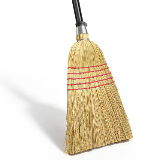 ZenClean Natural Corn Broom Heavy Duty for Yard, Garden & Garage Cleaning