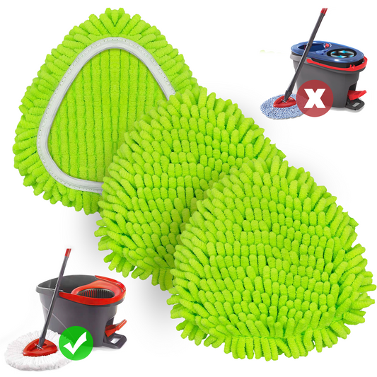 NEWE Chenille Mop Pads 3 Pack for O-Cedar 1 Tank System Green