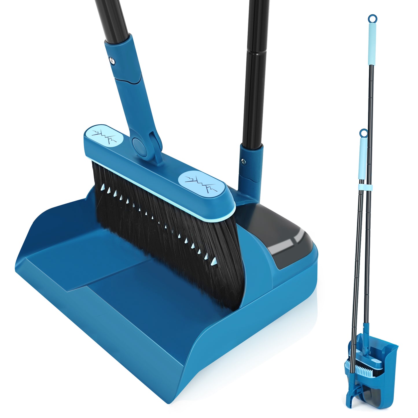 JEHONN Broom and Dustpan Set for Home with 54 inches Long Handle (Blue)