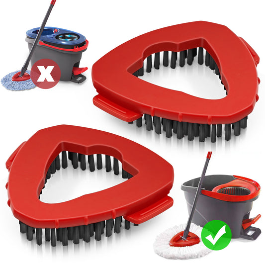 NEWE Scrubber Mop Head, 2 Pcs Scrub Brush Attachments for O-Cedar EasyWring 1 Tank System, Triangle Spin Mop Hard Bristles Cleaning Brush Replacement Accessories for Bathroom Kitchen Pool Tile Floor