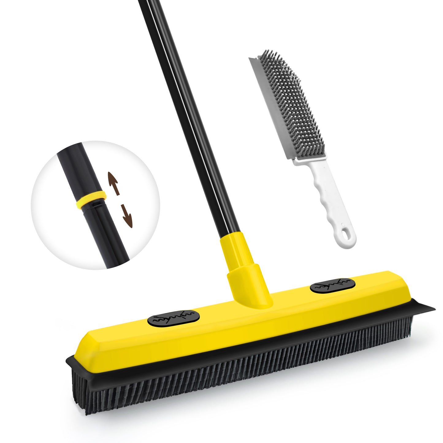 JEHONN Rubber Broom with Squeegee for Pet Hair Remover